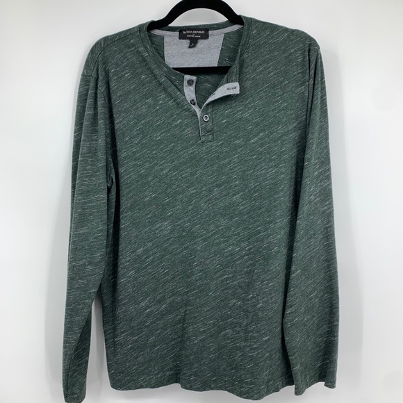 Banana Republic mens large shirt pullover moisture wicking heathered green